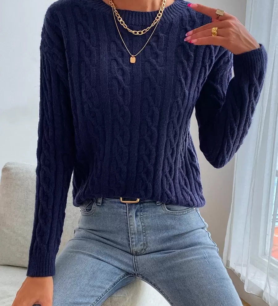 Pull Emery en maille torsadée confortable 