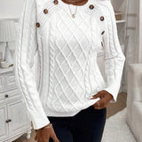 Clara – Pull en maille torsadée avec détails de boutons 