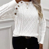 Clara – Pull en maille torsadée avec détails de boutons 