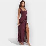 Ravena – Robe élégante à fente et volants