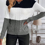 Pull Aya en maille torsadée à blocs de couleur 