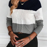 Pull Aya en maille torsadée à blocs de couleur 