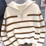 Astrid – Pull rayé demi-zip pour femme 