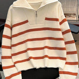 Astrid – Pull rayé demi-zip pour femme 