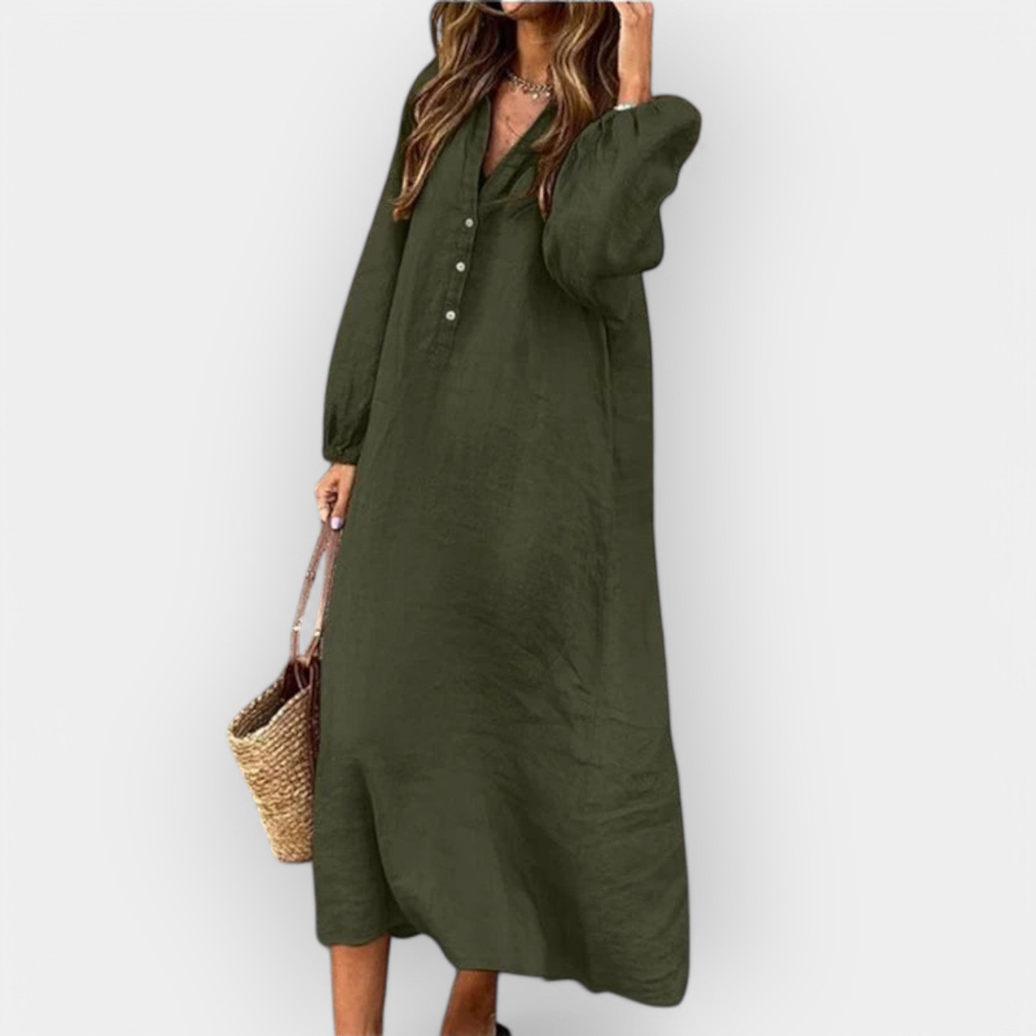 Robe élégante en lin à la coupe stylée