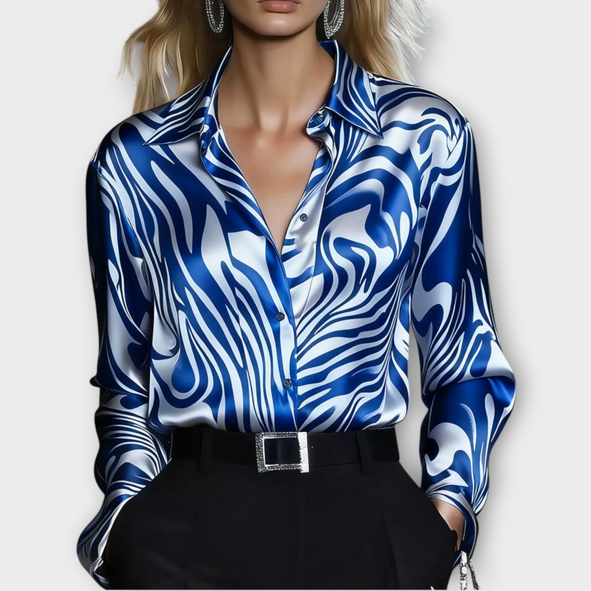 Blouse luxueuse en satin imprimé zèbre 