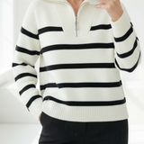Astrid – Pull rayé demi-zip pour femme 