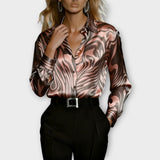 Blouse luxueuse en satin imprimé zèbre 