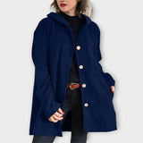 Lina – Veste boutonnée à capuche en tissu épais