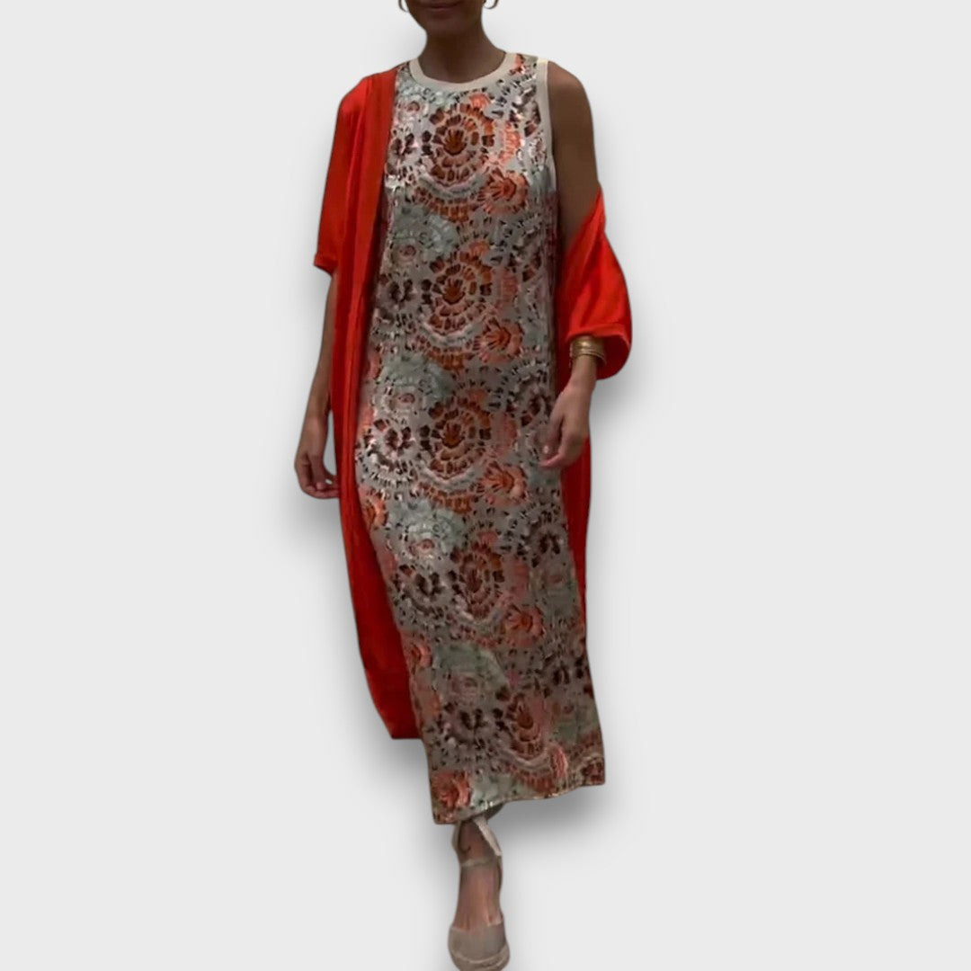 Robe longue avec cardigan