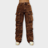 Jean cargo à strass