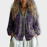 Chemisier décontracté à boutons sur le devant avec détails artistiques