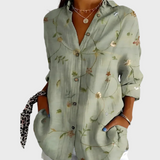 Cotton Blouse with Floral Design
