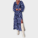 Robe midi à manches longues imprimée animal