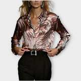 Blouse luxueuse en satin imprimé zèbre 