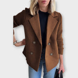 Alina – Blazer à double boutonnage avec manches en maille