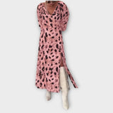 Robe midi à manches longues imprimée animal