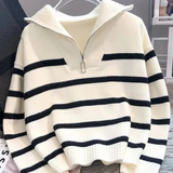 Astrid – Pull rayé demi-zip pour femme 