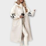 Manteau long à capuche avec manches contrastées
