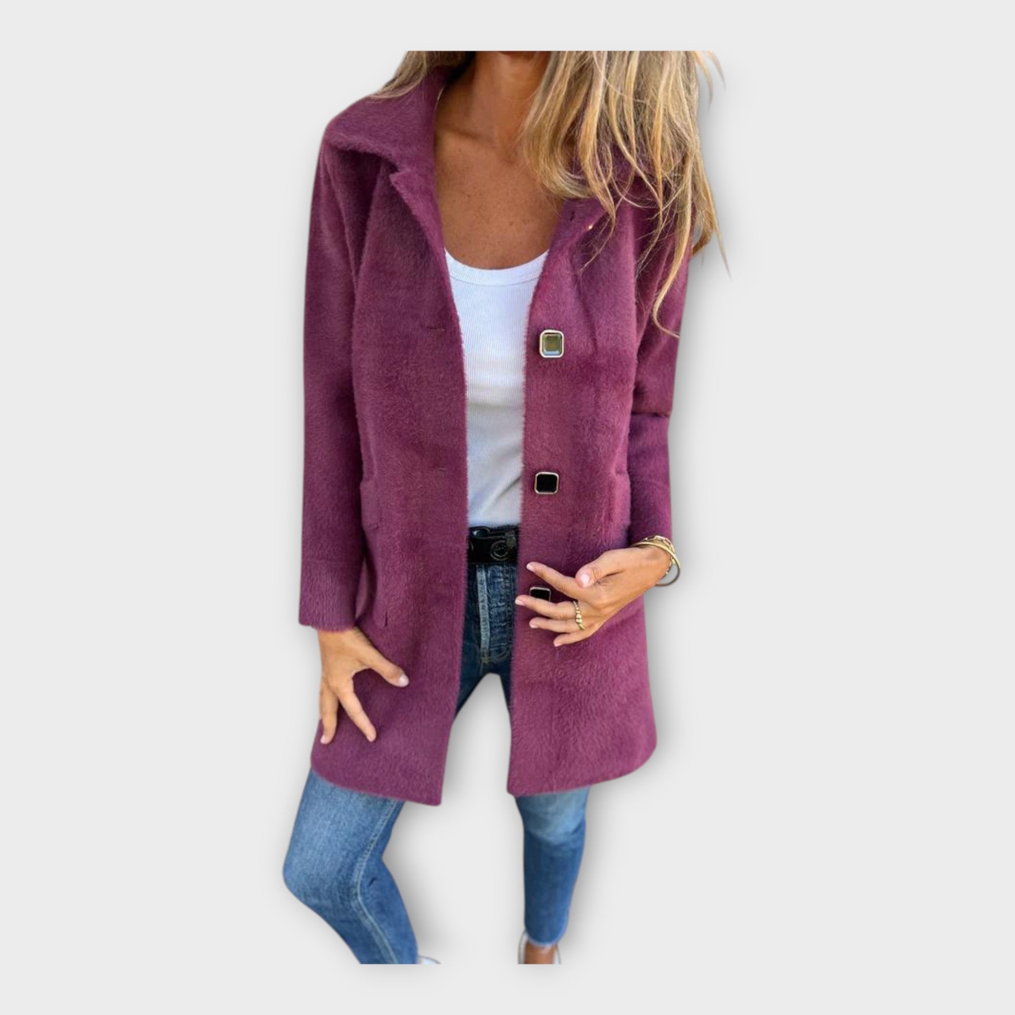 Helmi – Manteau en laine à fermeture élégante