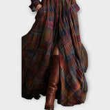 Robe maxi rétro à carreaux