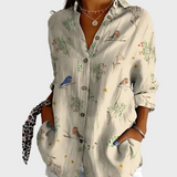 Cotton Blouse with Floral Design