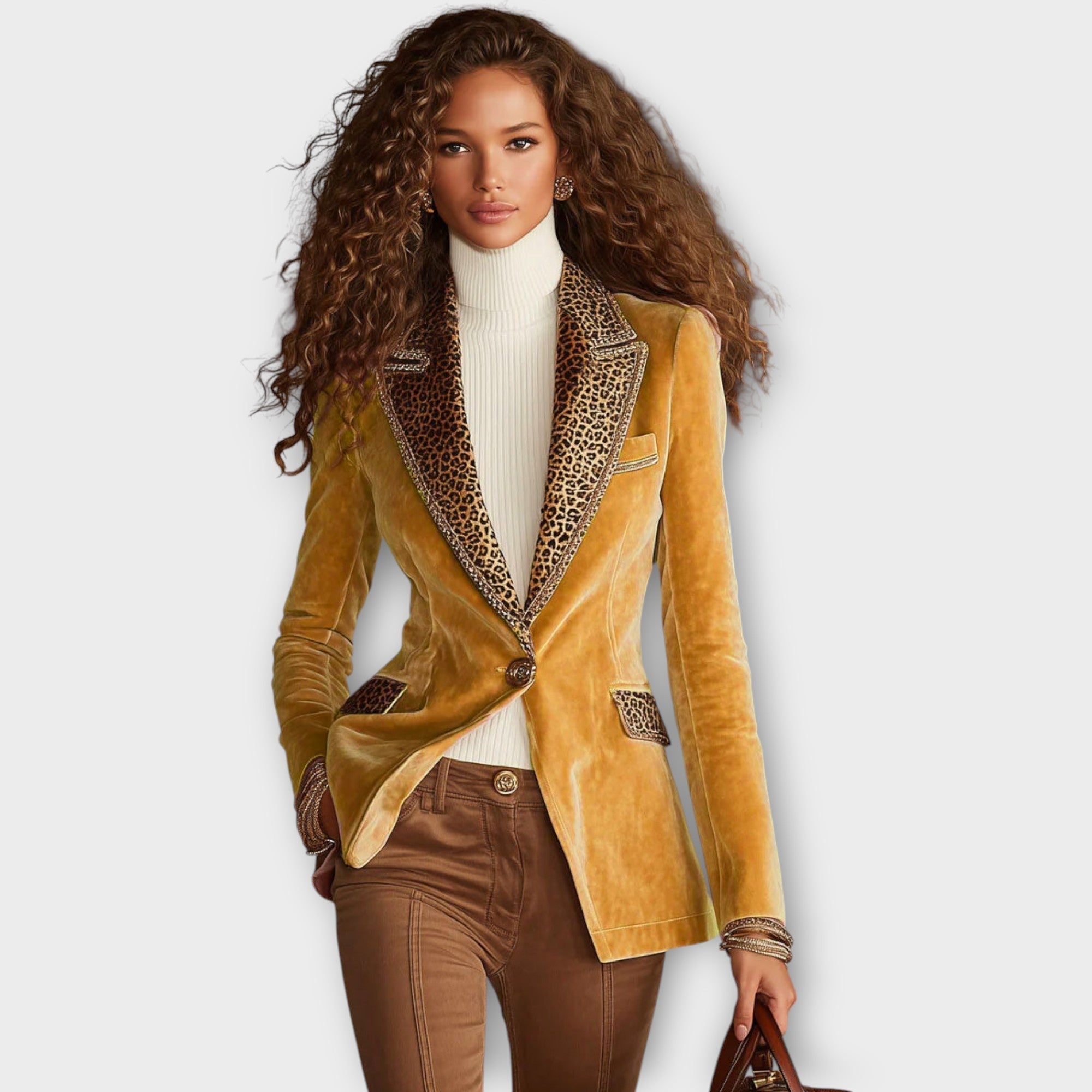 Velina – Blazer en velours à finitions décoratives contrastées