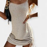 Robe tricotée sans manches avec ceinture