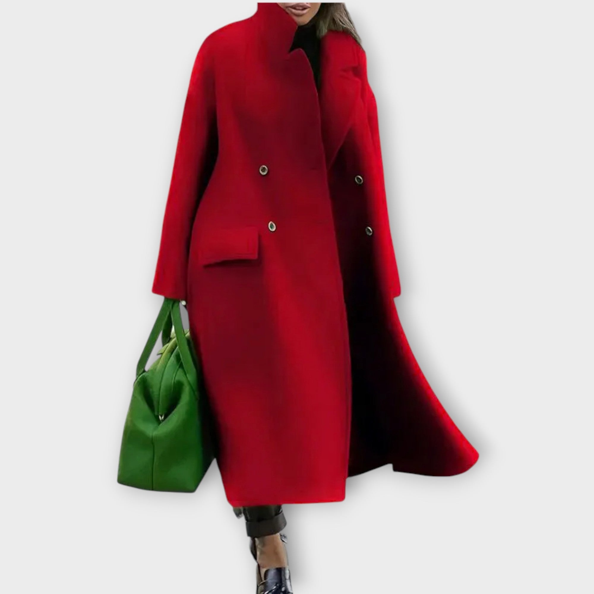 Estelle – Long manteau en laine mélangée à double boutonnage