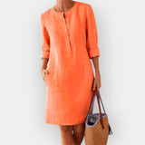 Robe midi élégante en coton au design simple