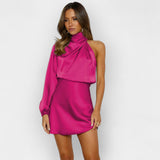 Robe en satin à motif asymétrique