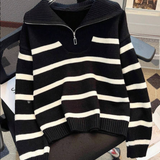 Astrid – Pull rayé demi-zip pour femme 