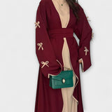 Maeve – Ensemble robe et cardigan à détails rayés