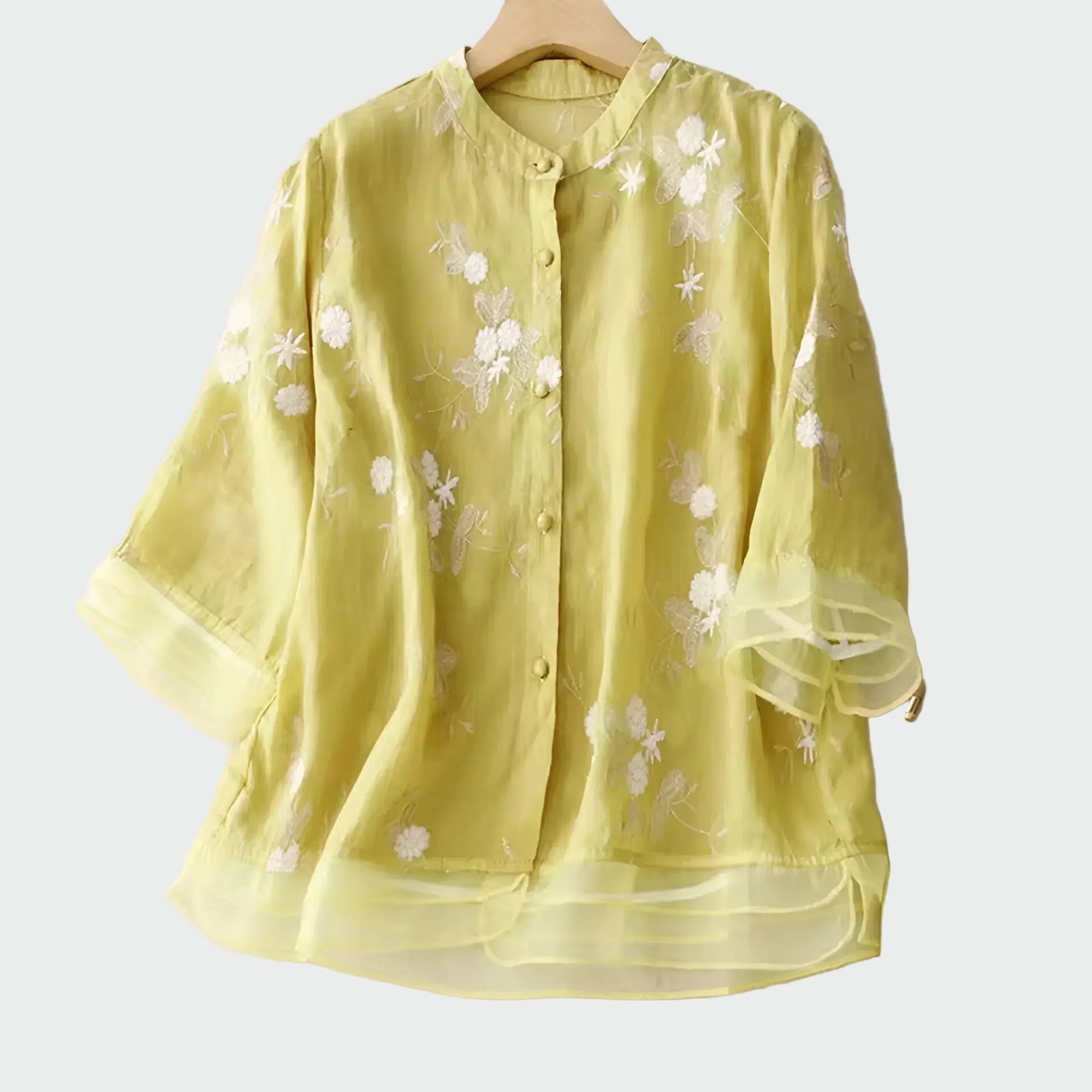 Haut en coton à fleurs brodées