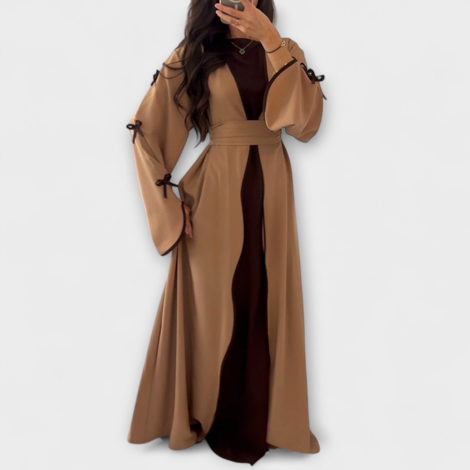 Maeve – Ensemble robe et cardigan à détails rayés