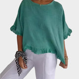 Chemisier léger en lin avec coutures et volants