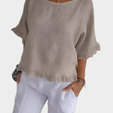 Chemisier léger en lin avec coutures et volants