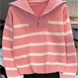 Astrid – Pull rayé demi-zip pour femme 