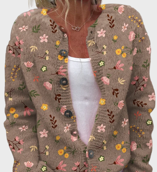 Gilet tricoté à motif floral