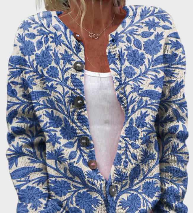 Gilet tricoté à motif floral