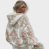 Luxury Pearl Embellished Pink Couture Hoodie