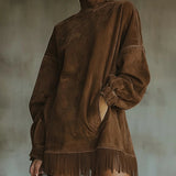 Muriel | Robe mini à manches longues avec franges