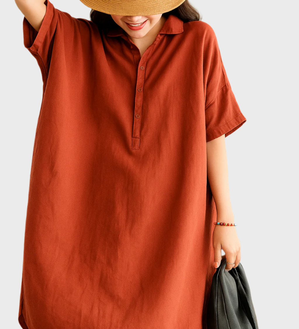 Robe chemise décontractée en lin