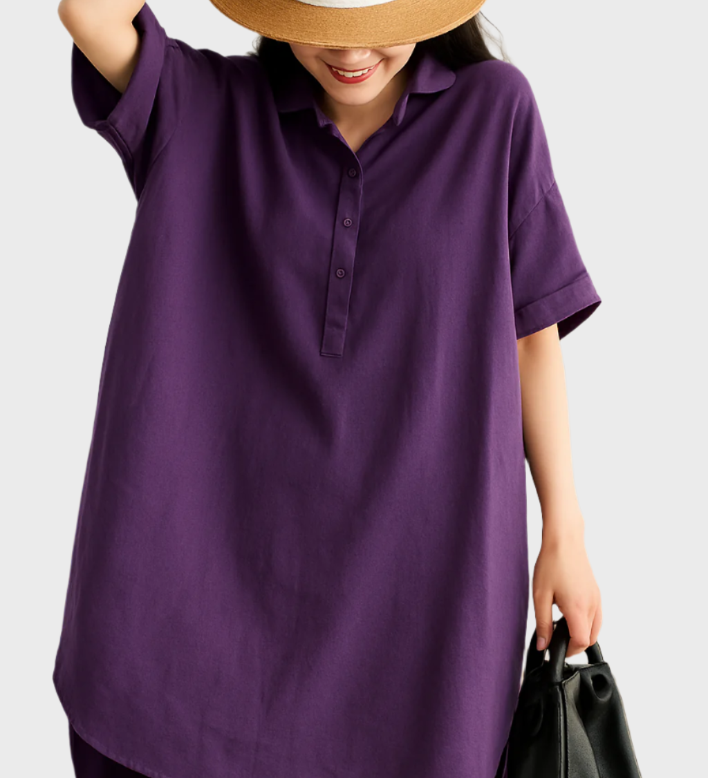 Robe chemise décontractée en lin