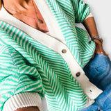 Chevron Knit Button Cardigan