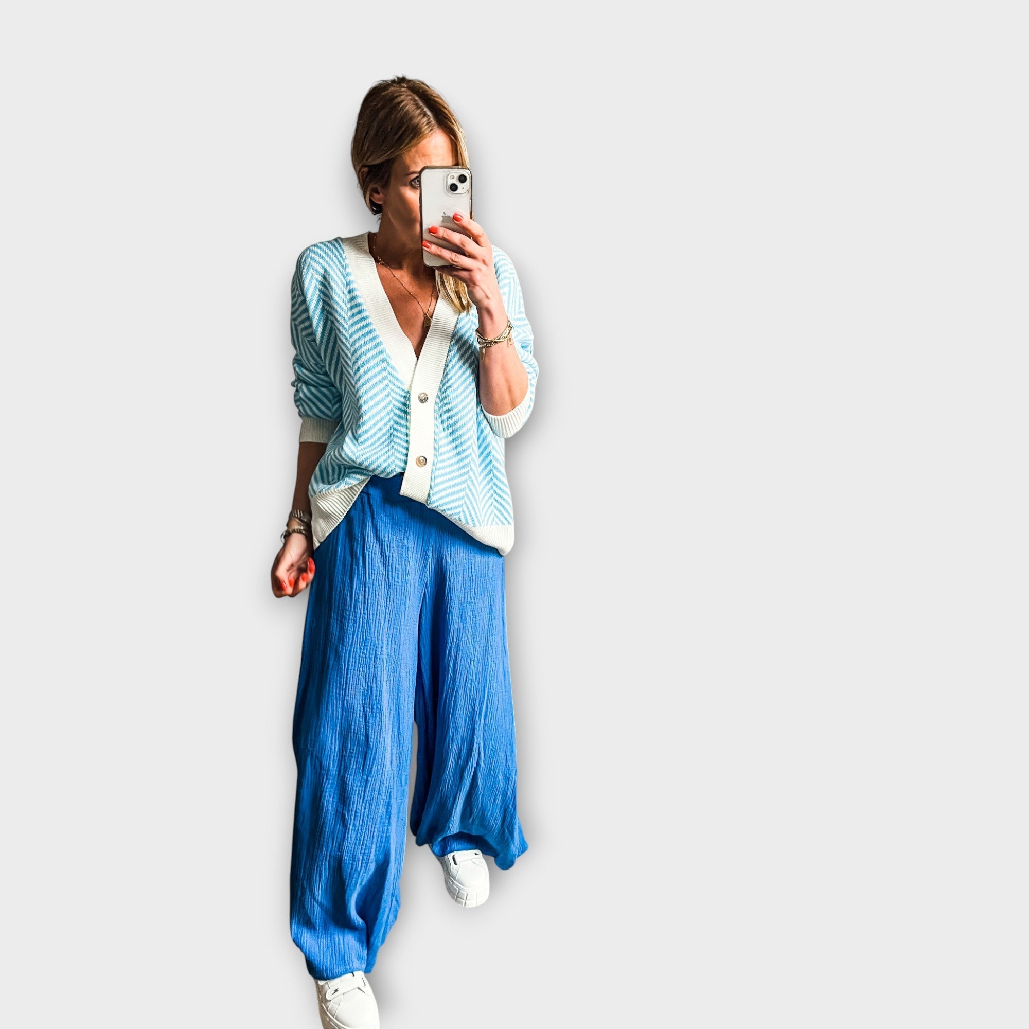 Gilet boutonné en maille chevron