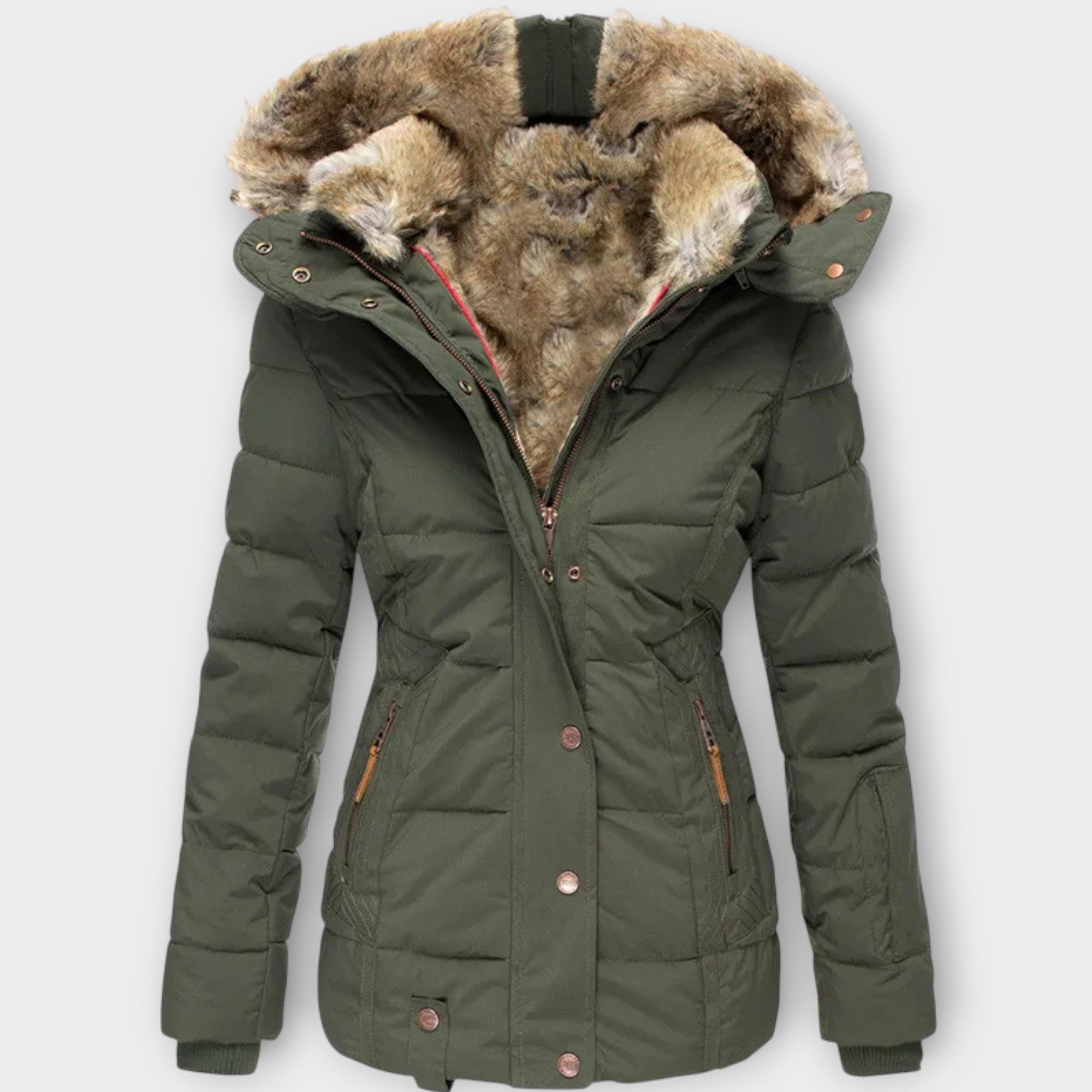 Helena – Parka d’hiver luxueuse à capuche en fausse fourrure