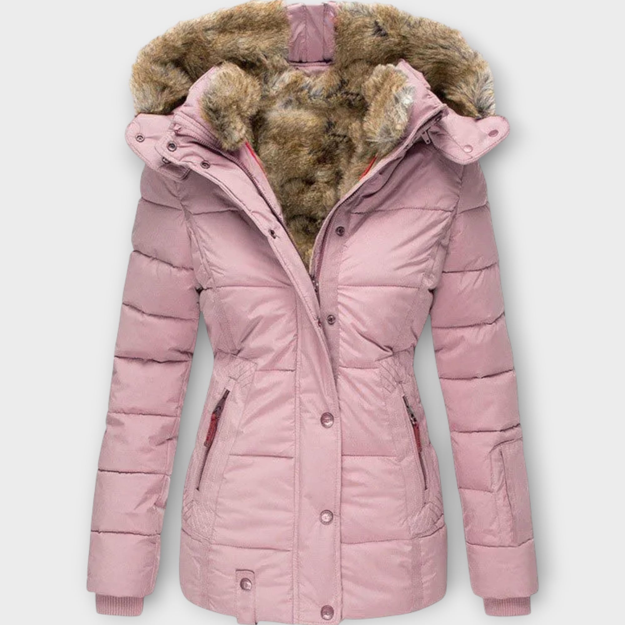 Helena – Parka d’hiver luxueuse à capuche en fausse fourrure
