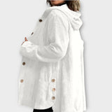 Lina – Veste boutonnée à capuche en tissu épais