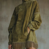 Muriel | Robe mini à manches longues avec franges